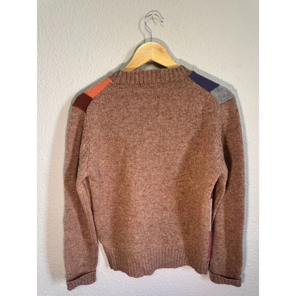 70s patchwork shetland wool M unisex vintage Jack Henry sweater grandpa preppy - Picture 3 of 9